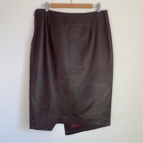 NWT GSTQ Leather Wrap Skirt Merlot Asymmetrical Size Large (L) - Picture 5 of 15
